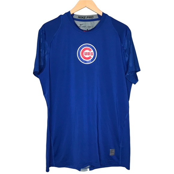 Nike Pro Swoosh Chicago Cubs MLB Workout Tee Short Sleeve T-Shirt Large